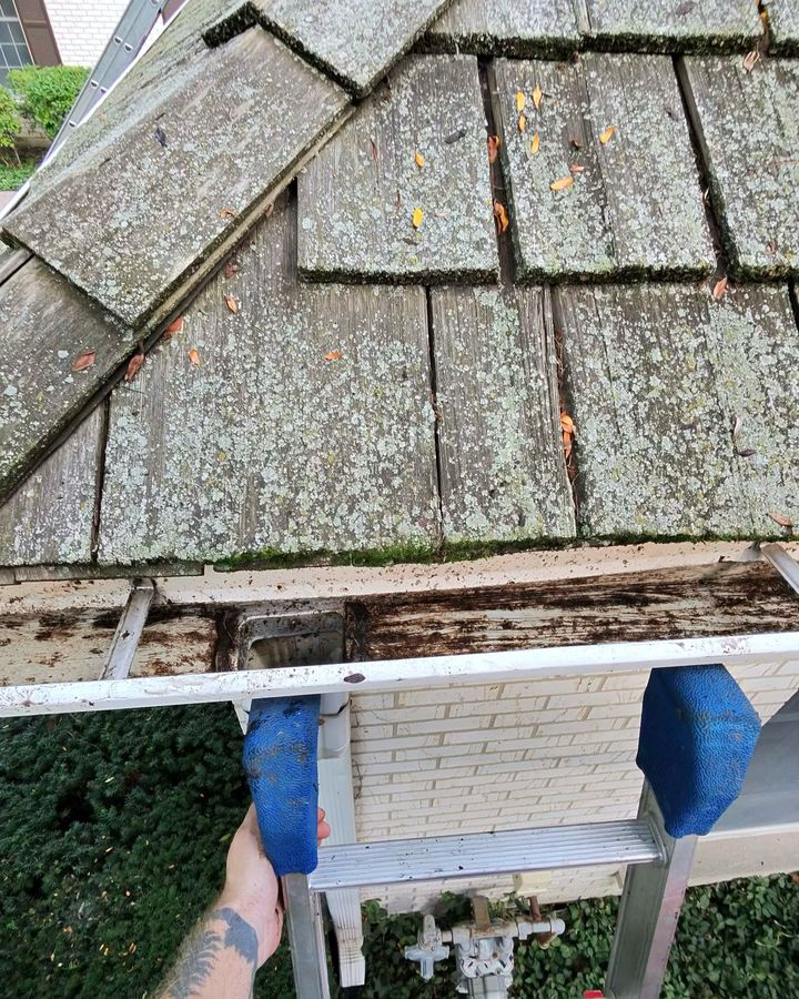 gutter scooped by hand after